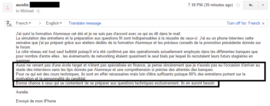 AlumnEye témoignage avis Aurelie