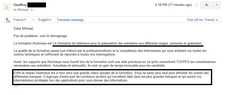 AlumnEye témoignage avis Geoffroy
