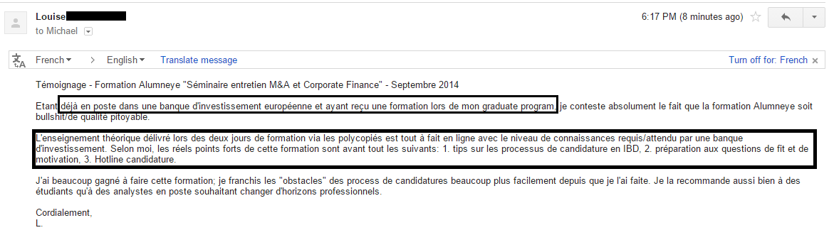 AlumnEye témoignage avis Louise