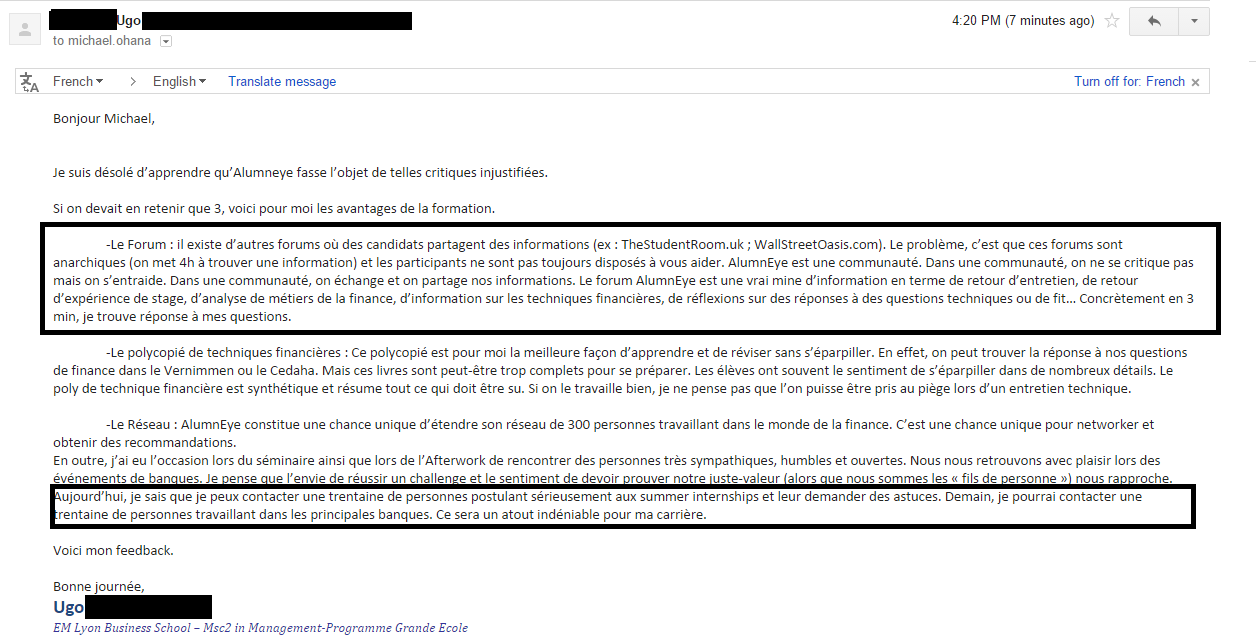 AlumnEye témoignage avis Ugo