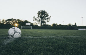 Stade de football coucher de soleil