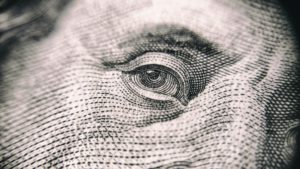 Benjamin Franklin's eye on the dollar bill